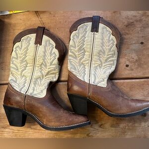 Laredo Women's Boots brown leather with cream upper.
